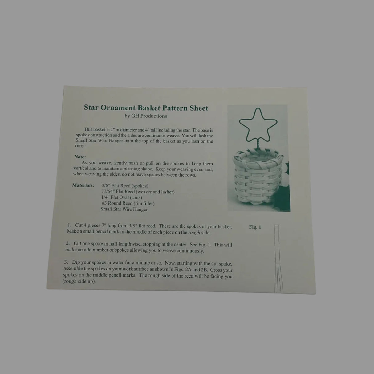 Star Ornament Basket -- Pattern Sheet