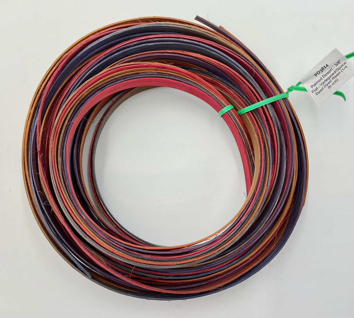 Painted Desert - 3/8" Flat - Variegated/Space Dyed Dyed Reed (1/4 lb coil)