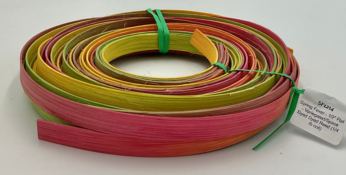 Spring Fever - 1/2" Flat - Variegated/Space Dyed Dyed Reed (1/4 lb coil)