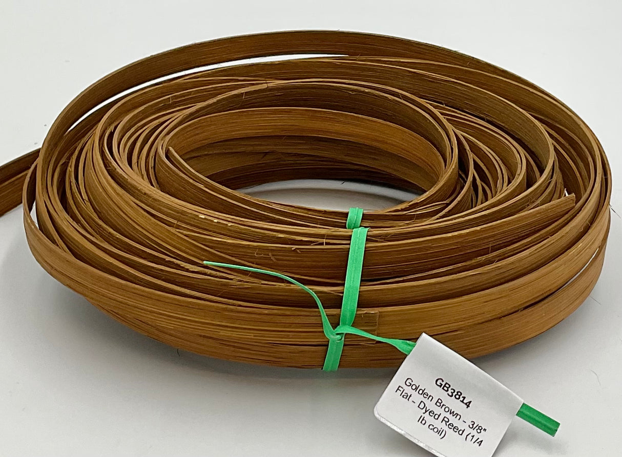 Golden Brown - 3/8" Flat - Dyed Reed (1/4 lb coil)