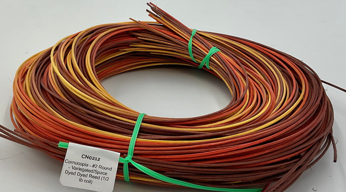 Cornucopia - #2 Round - Variegated/Space Dyed Dyed Reed (1/2 lb coil)