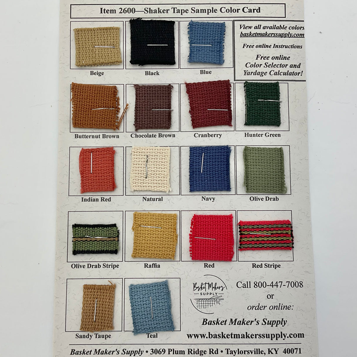 Sample Color Card Shaker Tape