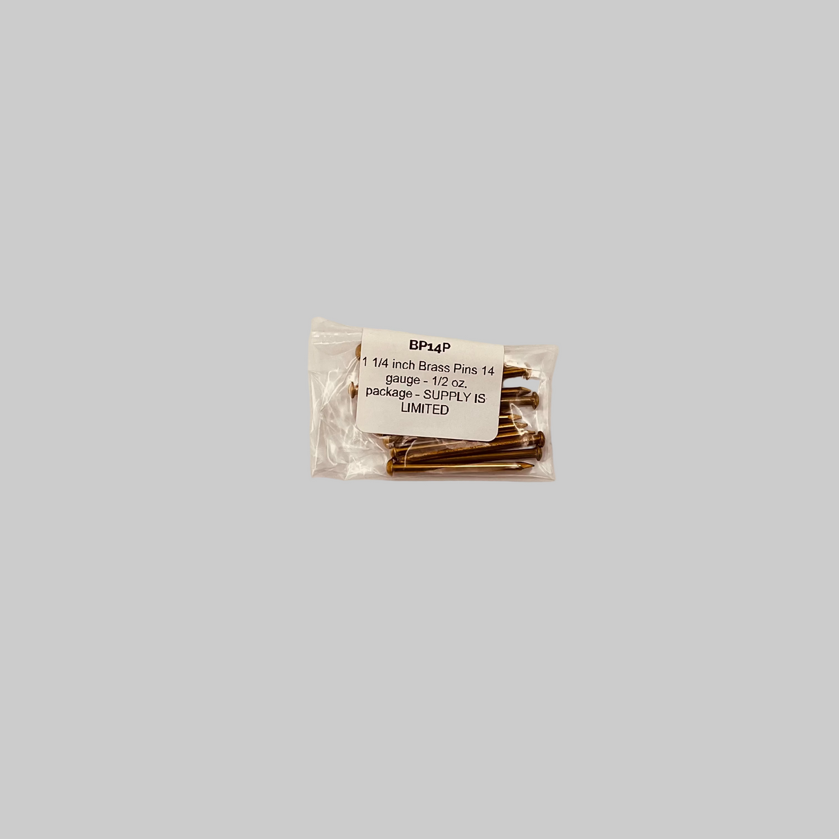 1 1/4 inch Brass Pins 14 gauge - 1/2 oz. package - SUPPLY IS LIMITED
