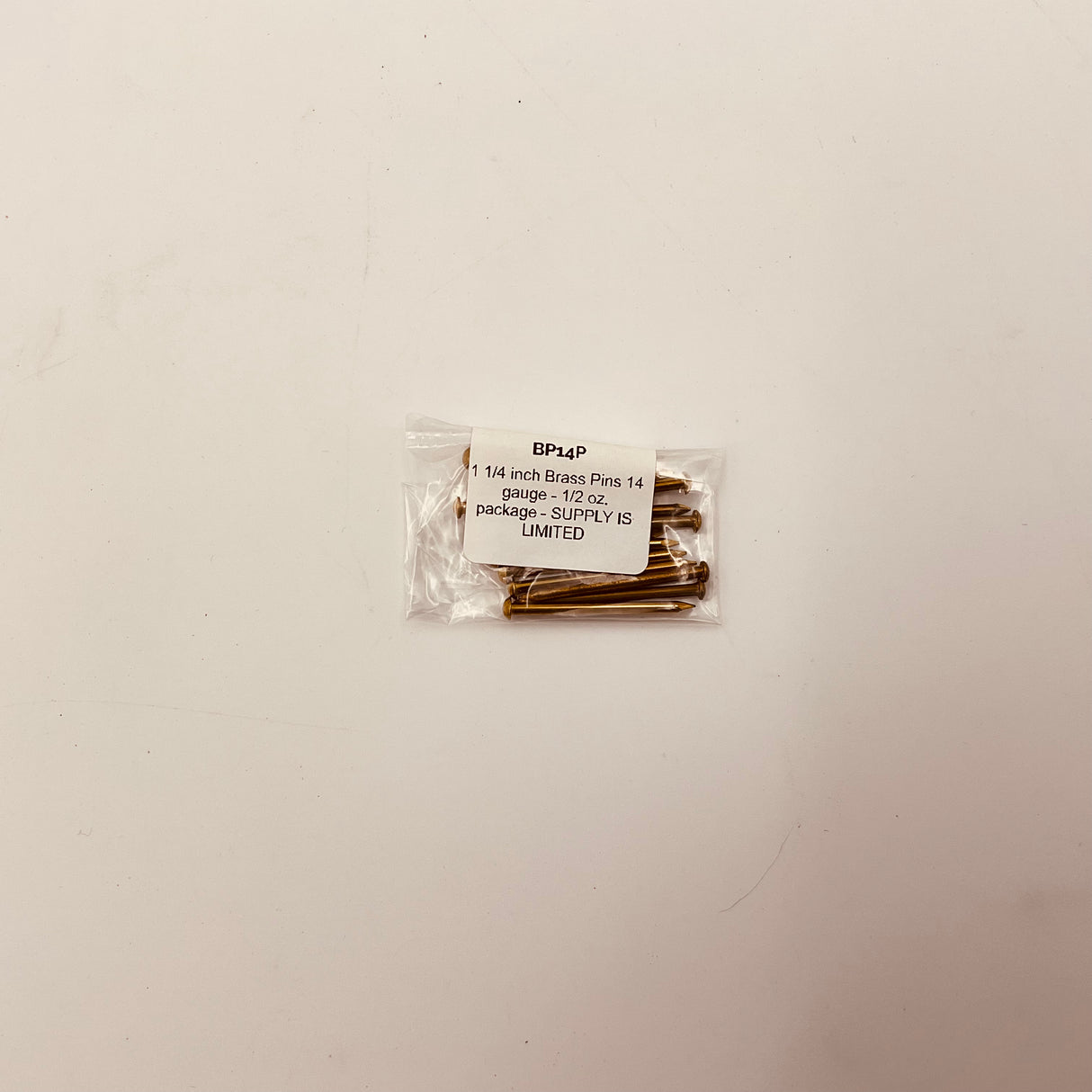 1 1/4 inch Brass Pins 14 gauge - 1/2 oz. package - SUPPLY IS LIMITED
