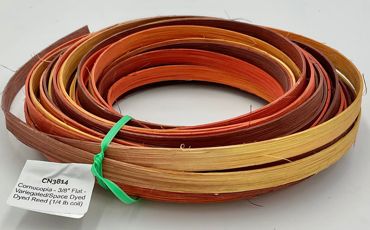 Cornucopia - 3/8" Flat - Variegated/Space Dyed Dyed Reed (1/4 lb coil)