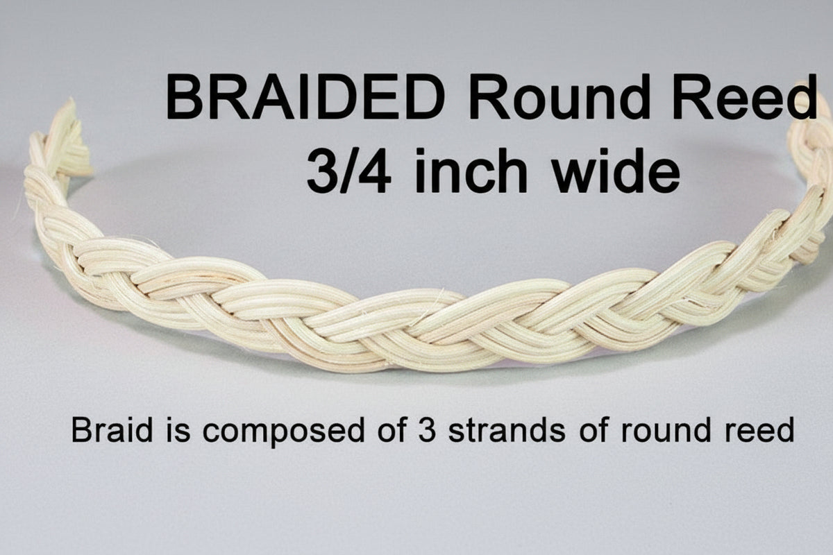 BRAIDED Round Reed .. 3/4" wide / Yard