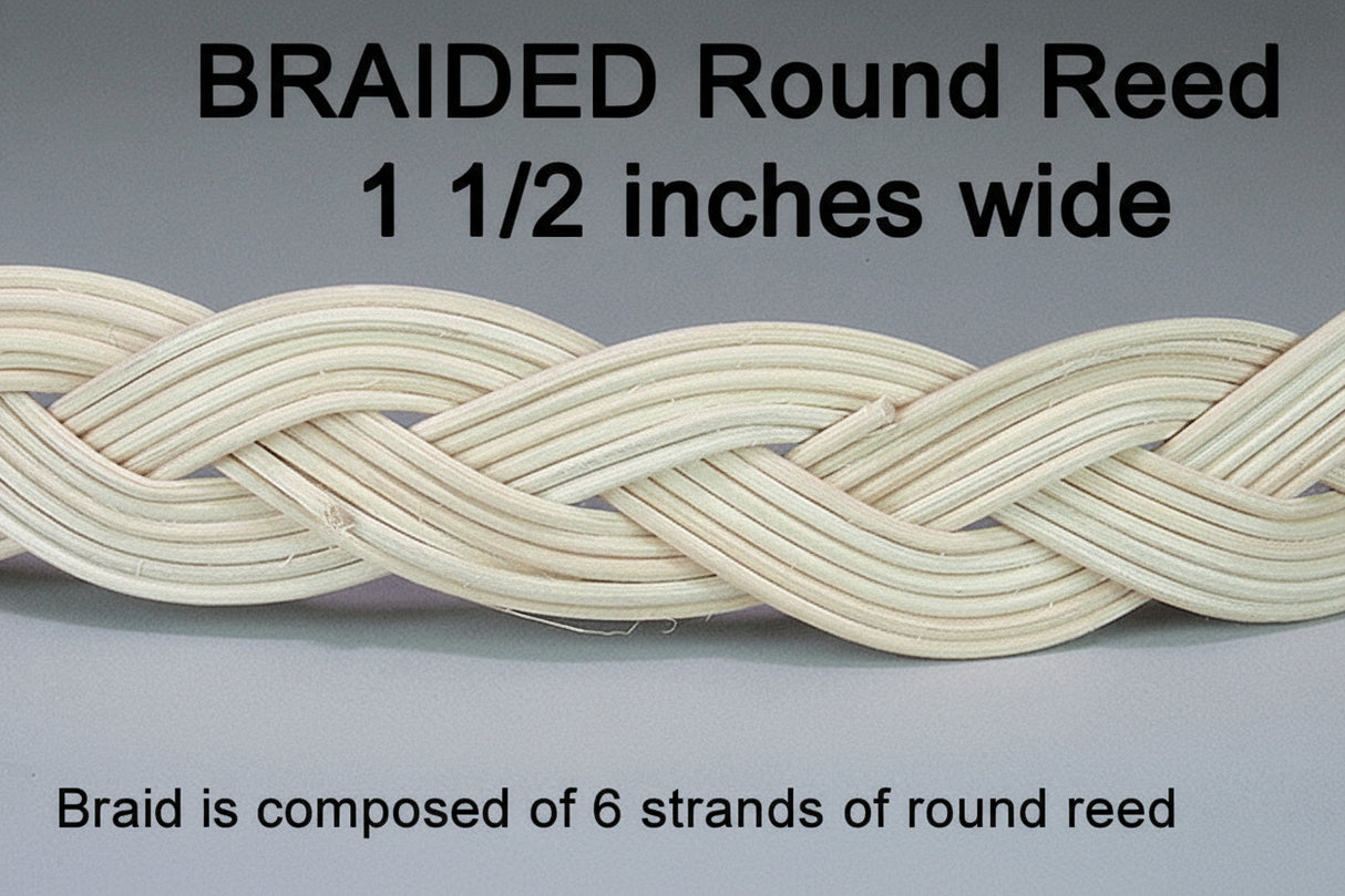 BRAIDED Round Reed .. 1.5" wide / Yard - Limited Supply