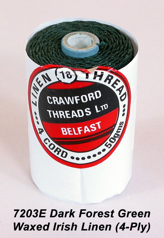 Dark Forest Green-Waxed Irish Linen 4-ply - Spool