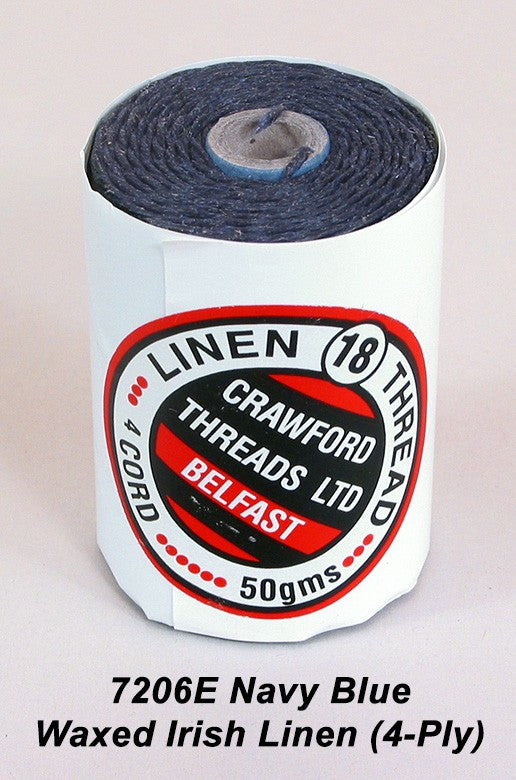 Navy Blue-Waxed Irish Linen 4-ply - Spool