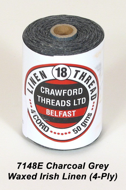 Charcoal Grey Waxed Linen 4-ply - Spool