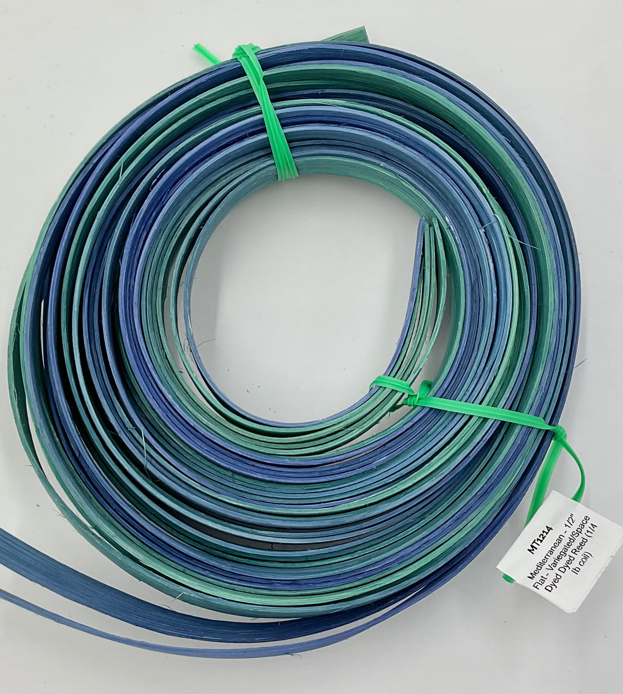 Mediterranean - 1/2" Flat - Variegated/Space Dyed Dyed Reed (1/4 lb coil)