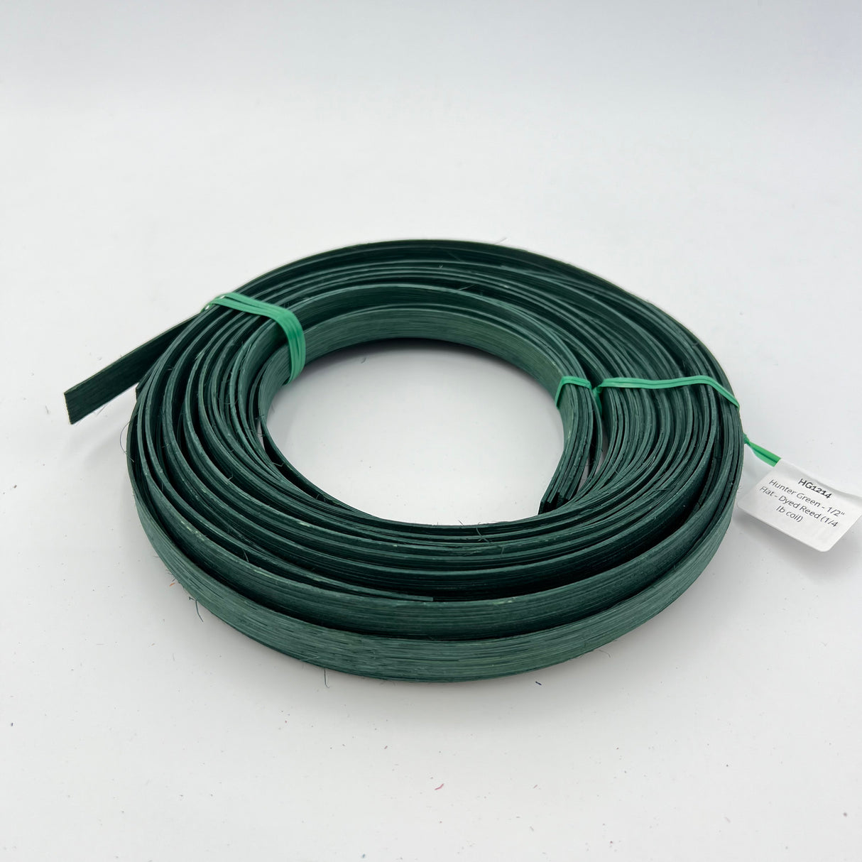 Hunter Green - 1/2" Flat - Dyed Reed (1/4 lb coil)