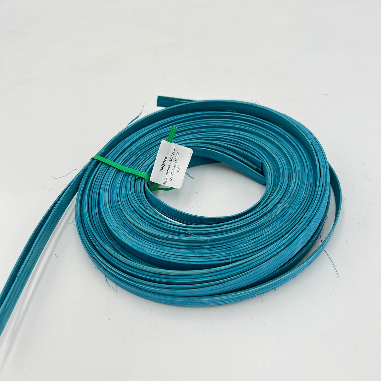 Aquamarine - 3/8" Flat - Dyed Reed (1/4 lb coil)