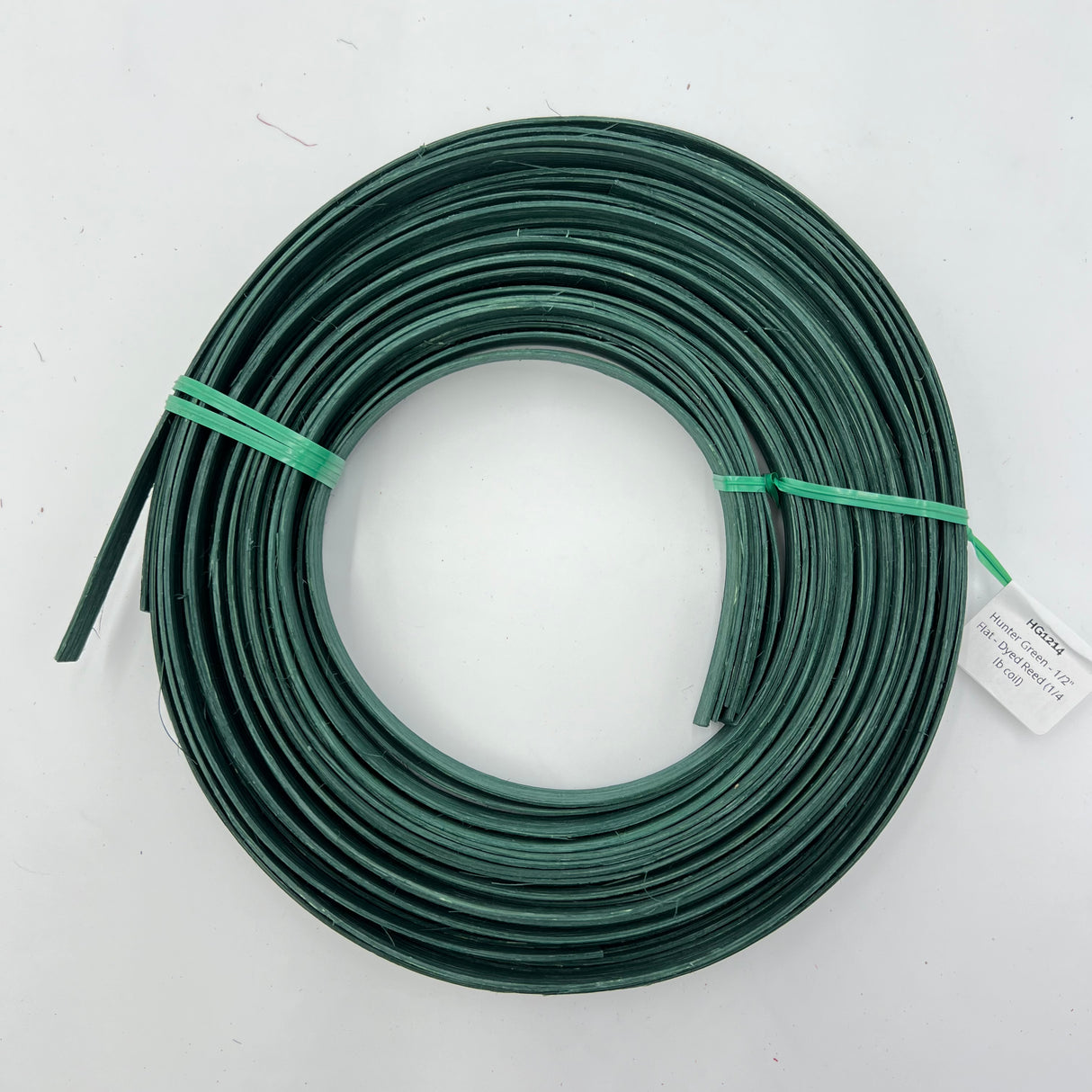 Hunter Green - 1/2" Flat - Dyed Reed (1/4 lb coil)