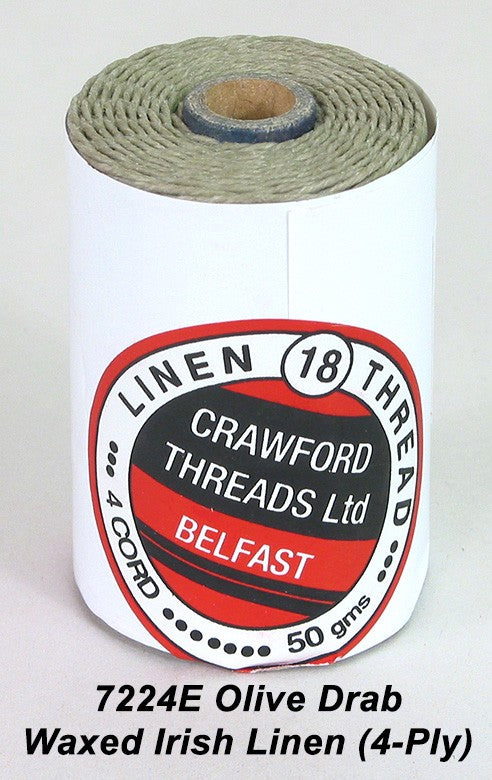 Olive Drab Waxed Irish Linen 4-ply - Spool